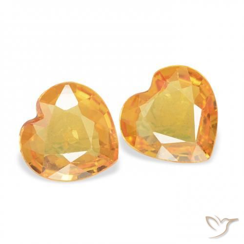 0.61 ctw Golden Sapphire Stones, Natural Sapphire in Heart Facet Shape for Sale