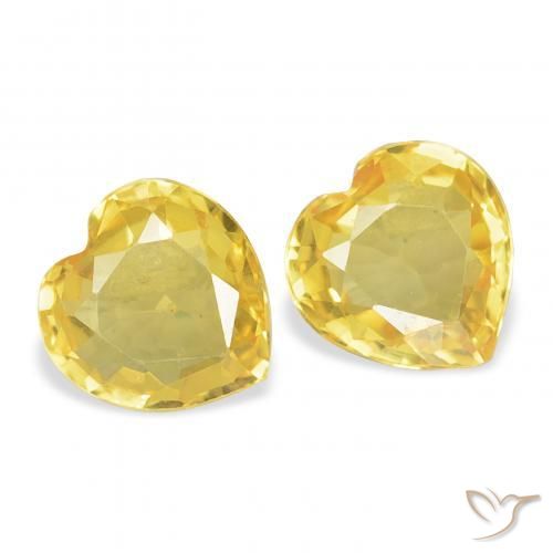 0.77 ctw Golden Sapphire Stones, Natural Sapphire in Heart Facet Shape for Sale