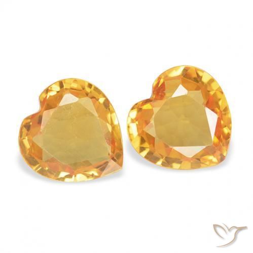 0.68 ctw Golden Sapphire Stones, Natural Sapphire in Heart Facet Shape for Sale