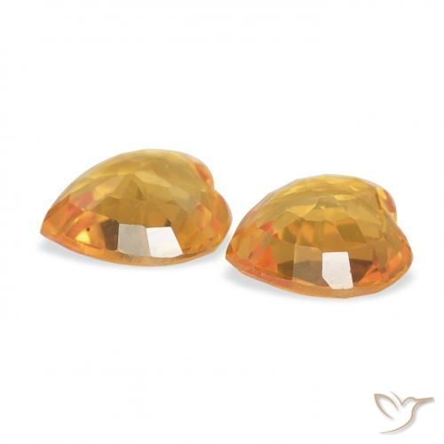 Sapphire Gemstones in 4.6 x 4.4 mm Size for Sale, Sapphire Stones in Medium Orange Color