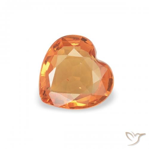 0.36ct Natural Reddish Orange Sapphire, Heart, VVS-VS