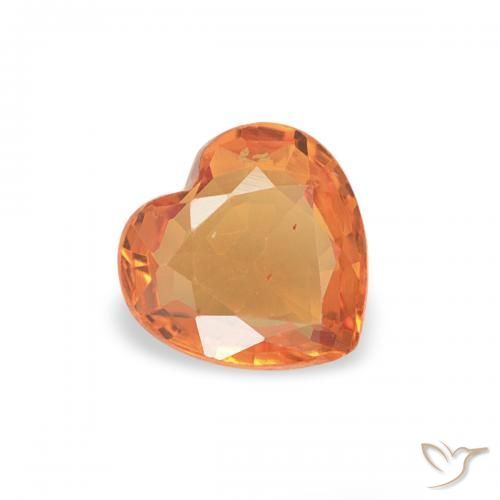 0.36 ct Orange Sapphire Stone, Natural Sapphire in Heart Facet Shape for Sale