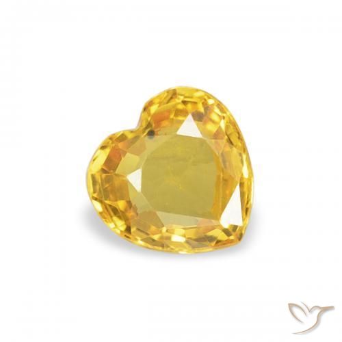 0.36 ct Golden Sapphire Stone, Natural Sapphire in Heart Facet Shape for Sale