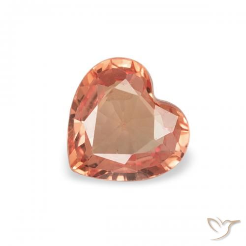 0.36ct Natural Medium Orange Sapphire, Heart, VVS-VS