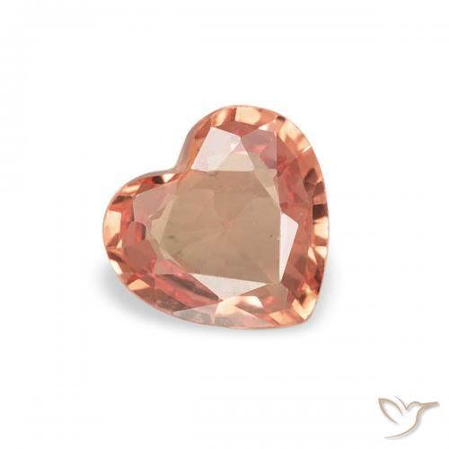 0.36 ct Orange Sapphire Stone, Natural Sapphire in Heart Facet Shape for Sale