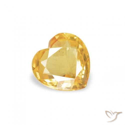 0.35 ct Golden Sapphire Stone, Natural Sapphire in Heart Facet Shape for Sale