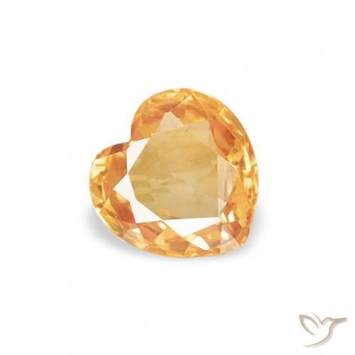 0.42 ct Golden Sapphire Stone, Natural Sapphire in Heart Facet Shape for Sale