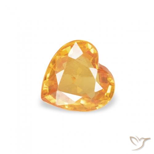 0.40ct Natural Orange-Gold Sapphire, Heart, VVS-VS