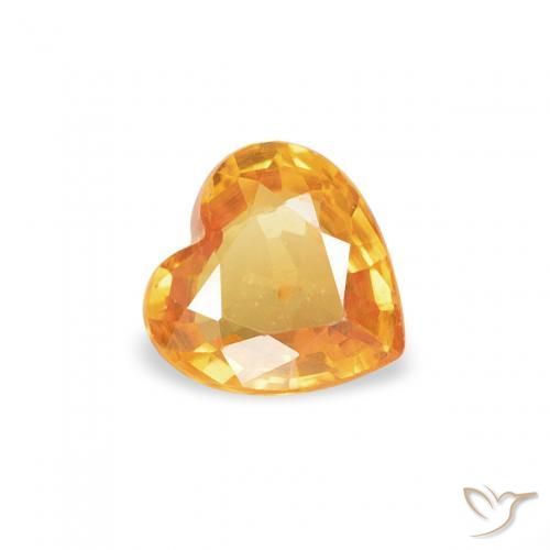 0.40 ct Golden Sapphire Stone, Natural Sapphire in Heart Facet Shape for Sale