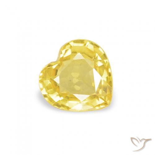 0.42 ct Yellow Sapphire Stone, Natural Sapphire in Heart Facet Shape for Sale