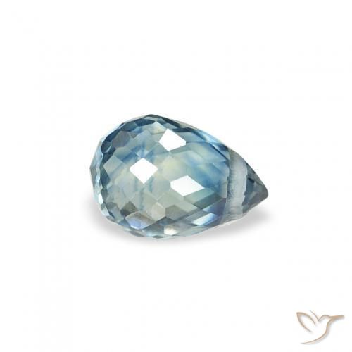 0.44 ct Blue Sapphire Stone, Natural Sapphire in Briolette with Hole Shape for Sale