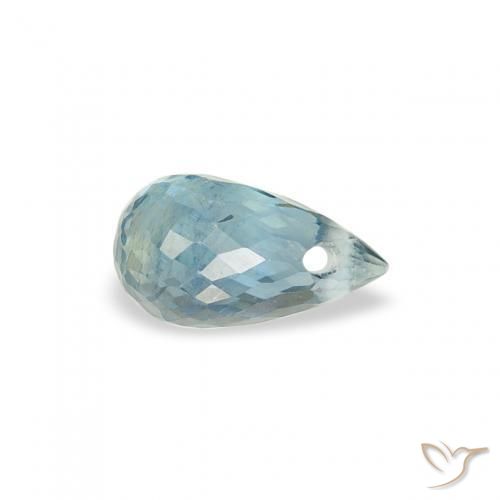 0.42 ct Blue Sapphire Stone, Natural Sapphire in Briolette with Hole Shape for Sale