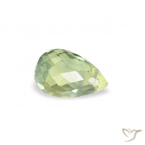 0.43 ct Green Sapphire Stone, Natural Sapphire in Briolette with Hole Shape for Sale