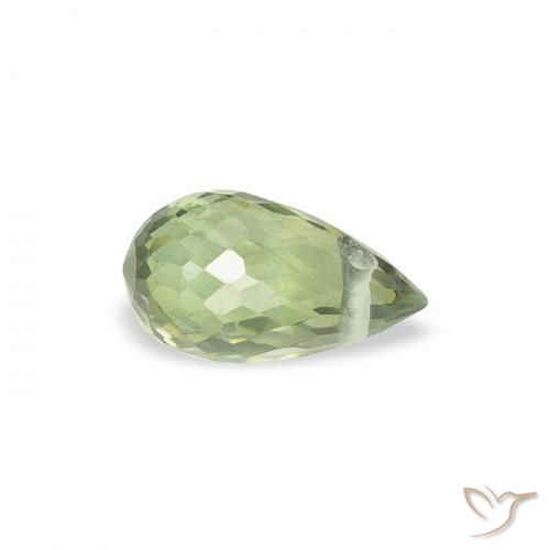0.48 ct Green Sapphire Stone, Natural Sapphire in Briolette with Hole Shape for Sale