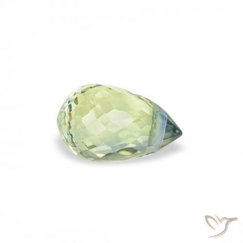 0.47 ct Green Sapphire Stone, Natural Sapphire in Briolette with Hole Shape for Sale