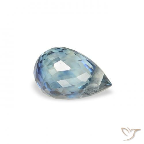 0.62 ct Blue Sapphire Stone, Natural Sapphire in Briolette with Hole Shape for Sale
