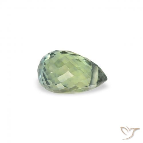 0.49 ct Green Sapphire Stone, Natural Sapphire in Briolette with Hole Shape for Sale