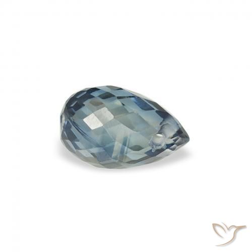 0.56 ct Blue Sapphire Stone, Natural Sapphire in Briolette with Hole Shape for Sale