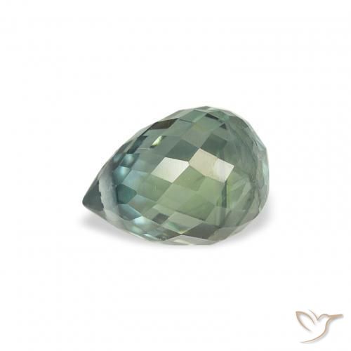 Sapphire Gemstone in 6.3 x 4.6 mm Size for Sale, Sapphire Stone in Medium Blue Green Color