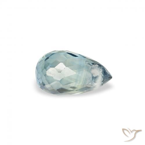 0.53 ct Blue Sapphire Stone, Natural Sapphire in Briolette with Hole Shape for Sale