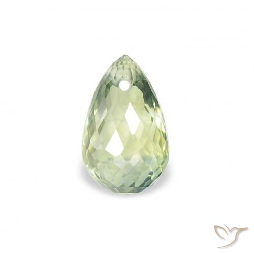 0.84ct Natural Very Light Sage Green Sapphire, Briolette, VS