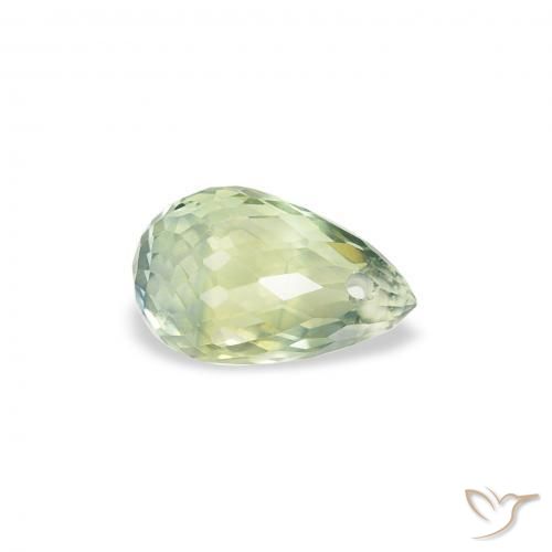 0.84 ct Green Sapphire Stone, Natural Sapphire in Briolette with Hole Shape for Sale