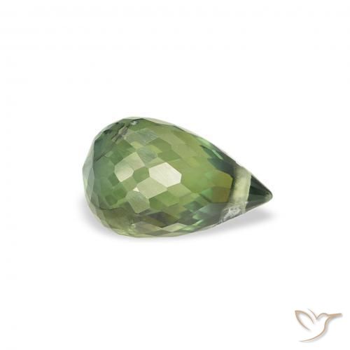 1.02 ct Green Sapphire Stone, Natural Sapphire in Briolette with Hole Shape for Sale