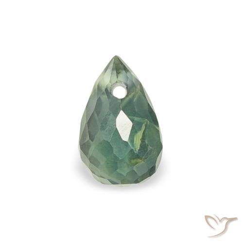 0.38ct Natural Medium Green Sapphire, Briolette, VS