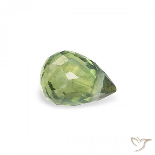 0.38 ct Green Sapphire Stone, Natural Sapphire in Briolette with Hole Shape for Sale