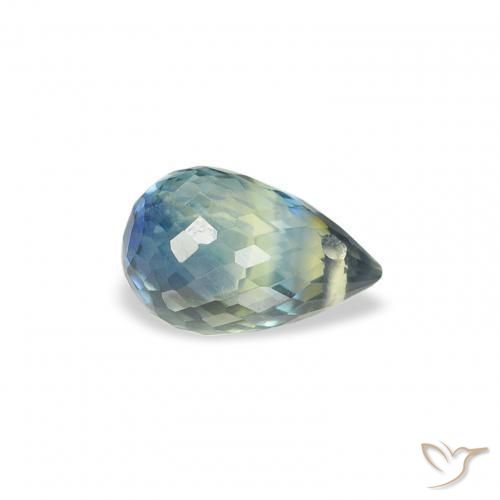 0.85 ct Blue Sapphire Stone, Natural Sapphire in Briolette with Hole Shape for Sale