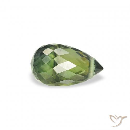 0.91 ct Green Sapphire Stone, Natural Sapphire in Briolette with Hole Shape for Sale