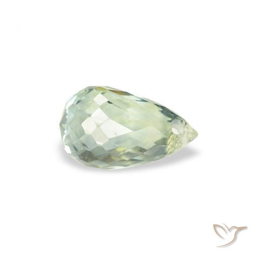 0.68 ct Green Sapphire Stone, Natural Sapphire in Briolette with Hole Shape for Sale
