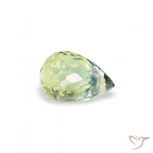0.43 ct Green Sapphire Stone, Natural Sapphire in Briolette with Hole Shape for Sale