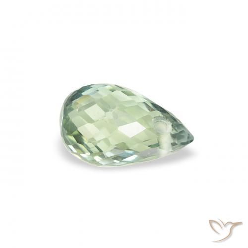 0.49 ct Green Sapphire Stone, Natural Sapphire in Briolette with Hole Shape for Sale