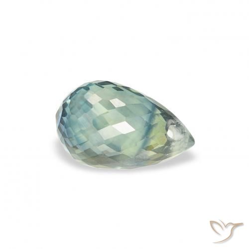 0.93 ct Green Sapphire Stone, Natural Sapphire in Briolette with Hole Shape for Sale
