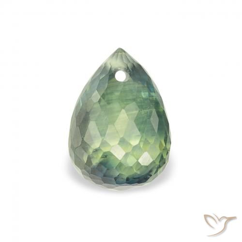 1.13ct Natural Light Sage Green Sapphire, Briolette, VS
