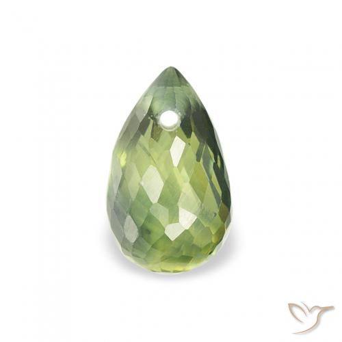 0.58ct Natural Warm Green Sapphire, Briolette, VS