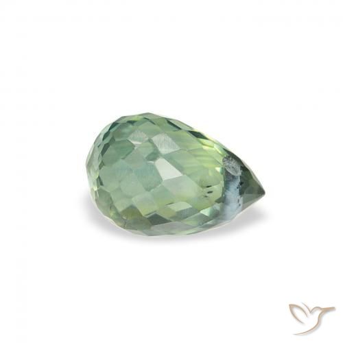 0.67 ct Green Sapphire Stone, Natural Sapphire in Briolette with Hole Shape for Sale