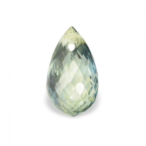 0.80 ct Green Sapphire Gemstone, Sapphire Gem in Briolette with Hole Shape for Sale.