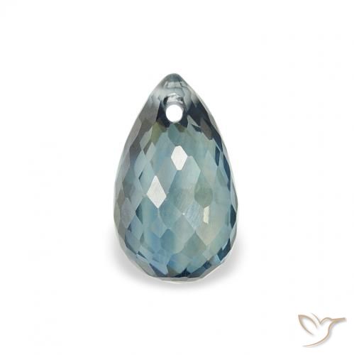 0.85 ct Blue Sapphire Gemstone, Sapphire Gem in Briolette with Hole Shape for Sale.