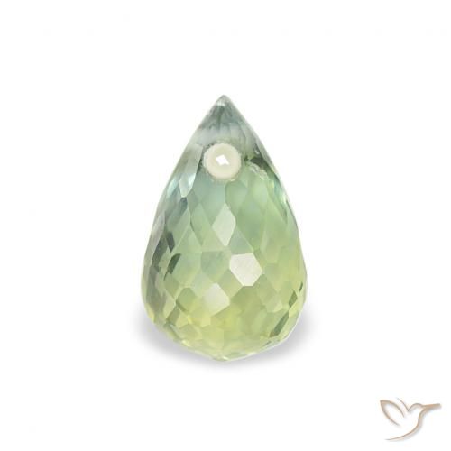 0.74 ct Green Sapphire Gemstone, Sapphire Gem in Briolette with Hole Shape for Sale.