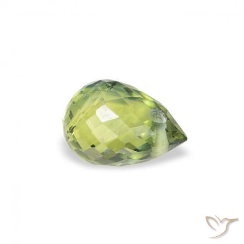 0.59 ct Green Sapphire Stone, Natural Sapphire in Briolette with Hole Shape for Sale