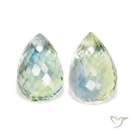 1.91 ctw Green Sapphire Gemstones, Sapphire Gems in Briolette with Hole Shape for Sale.