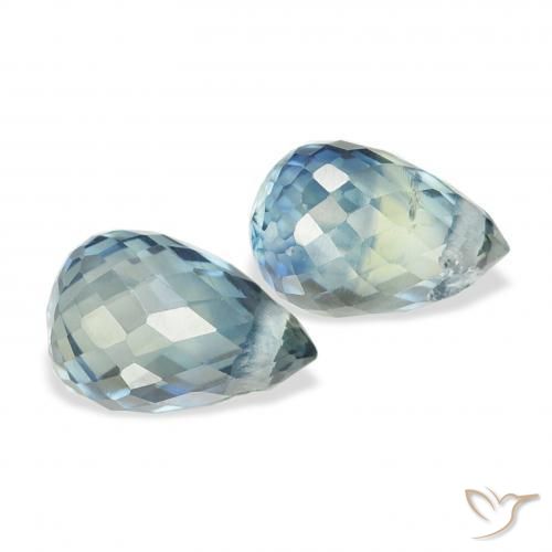 1.54 ctw Blue Sapphire Stones, Natural Sapphire in Briolette with Hole Shape for Sale