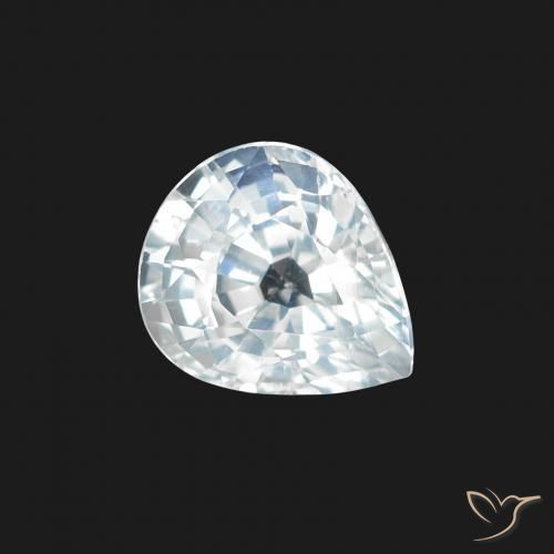 1.34 ct White Sapphire Stone, Natural Sapphire in Pear Facet Shape for Sale