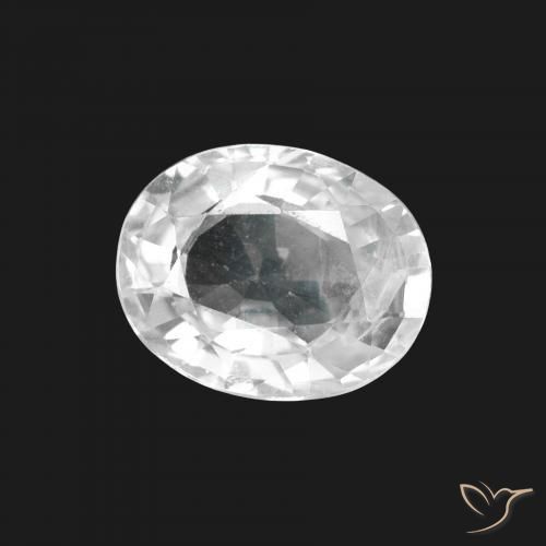 1.67 ct White Sapphire Stone, Natural Sapphire in Oval Facet Shape for Sale