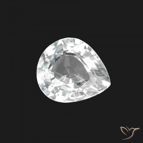 1.41 ct White Sapphire Gemstone, Sapphire Gem in Pear Facet Shape for Sale.