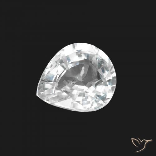 1.41 ct White Sapphire Stone, Natural Sapphire in Pear Facet Shape for Sale