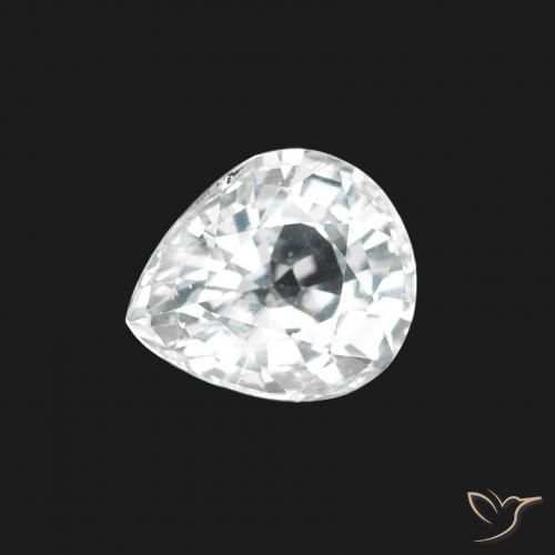1.45 ct White Sapphire Gemstone, Sapphire Gem in Pear Facet Shape for Sale.