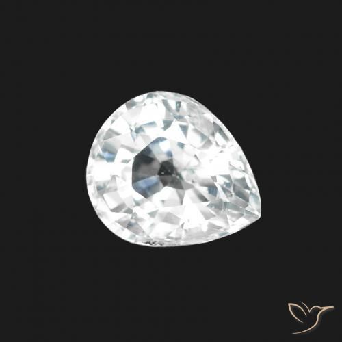 1.45 ct White Sapphire Stone, Natural Sapphire in Pear Facet Shape for Sale